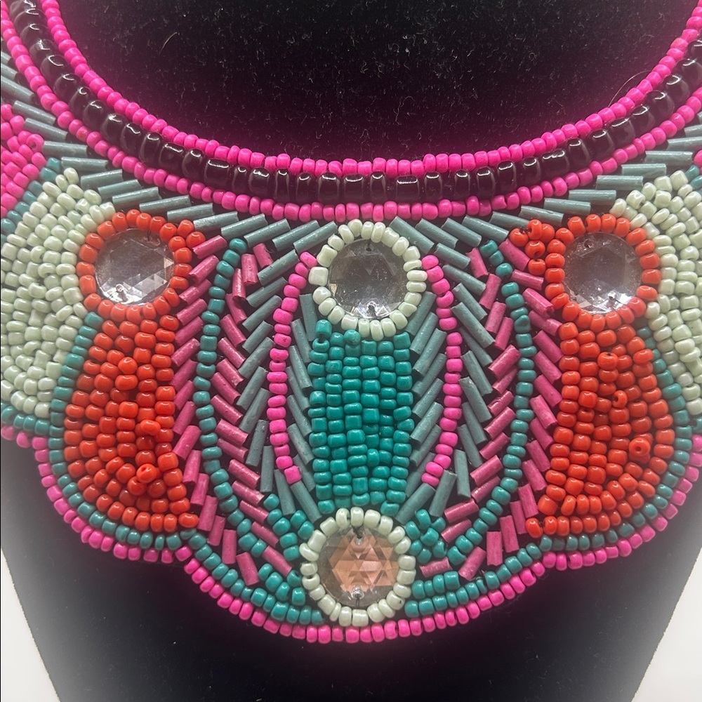 TIBETAN Traditional Beaded Statement Bib Collar Necklace - Picture 2 of 7